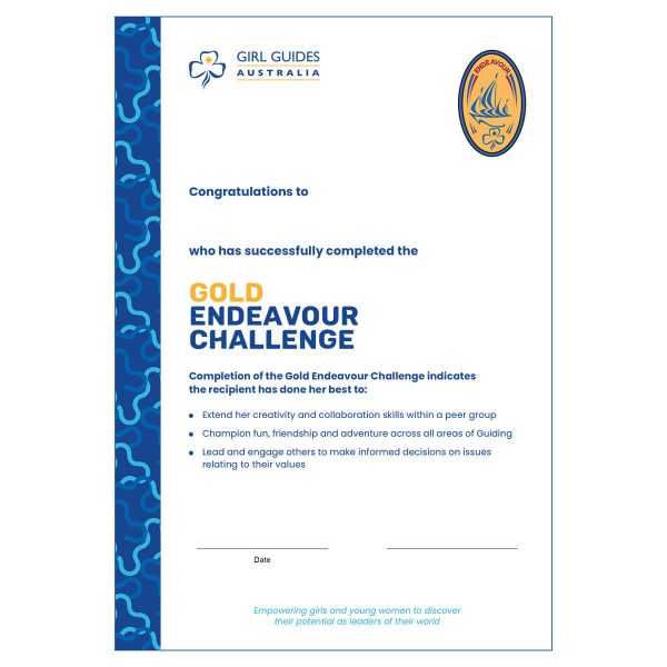 Gold Endeavour Certificate