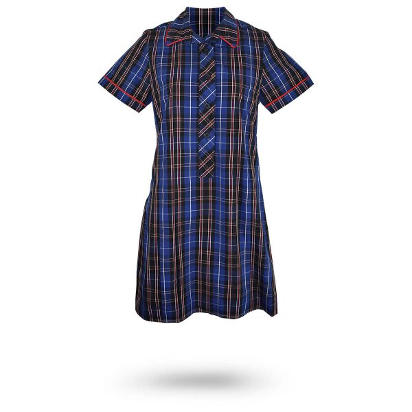 Red/Navy Check Dress Jnr